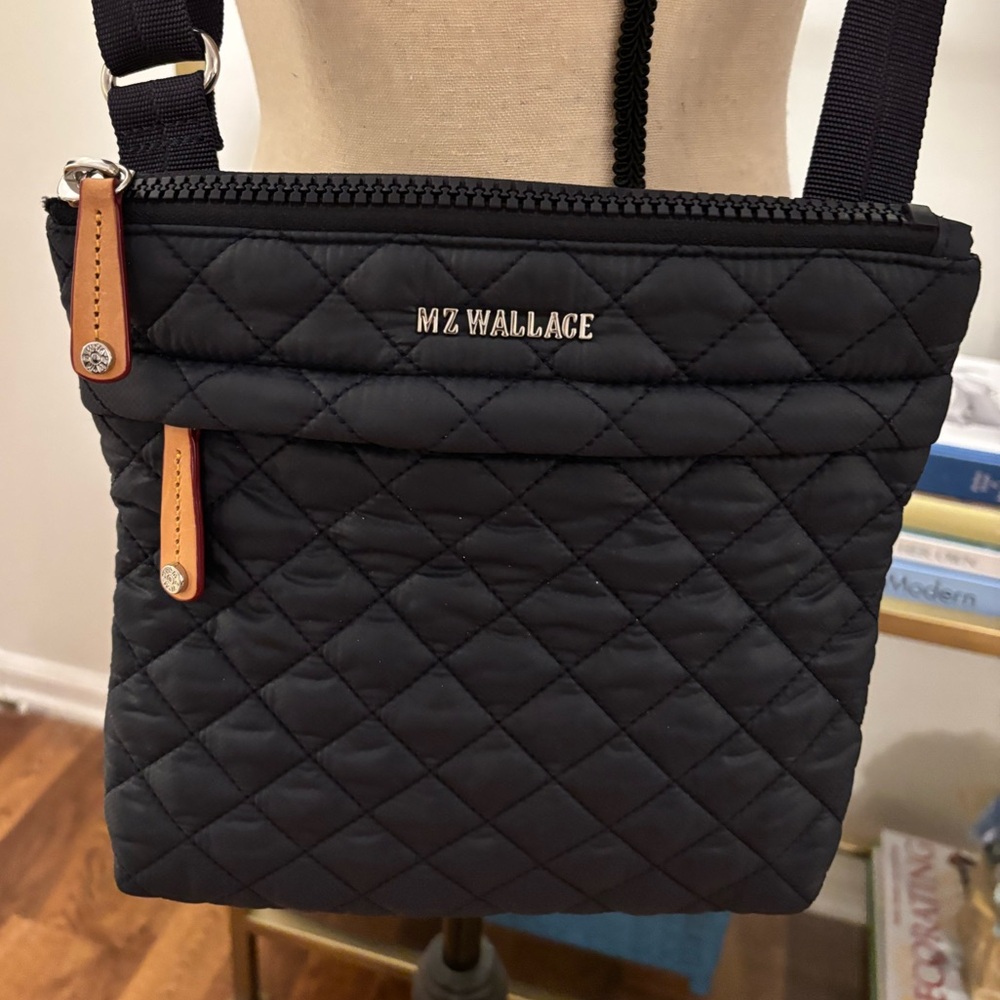 MZ Wallace Flat Metro Crossbody in Dark Navy Dawn color